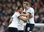 Nacer Chadli celebrates with Harry Kane during the Premier League game between Tottenham Hotspur and Swansea City on February 28, 2016
