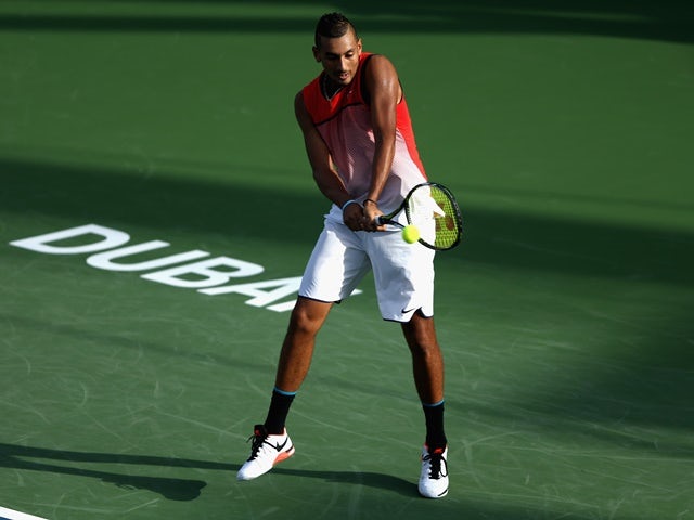 Nick Kyrgios in action during his quarter-final match against Tomas Berdych at the ATP Dubai Duty Free Tennis Championship on February 25, 2016