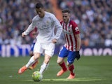 Saul Niguez and Cristiano Ronaldo in action during the La Liga game between Real Madrid and Atletico Madrid on February 27, 2016