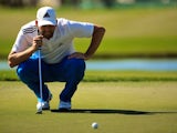 Sergio Garcia lines up a putt on the eighth green during the first round of the Honda Classic on February 25, 2016 