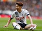 Son Heung-Min has a rest during the Premier League game between Tottenham Hotspur and Swansea City on February 28, 2016