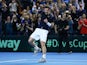 Andy Murray celebrates defeating Kei Nishikori in the Davis Cup on March 6, 2016