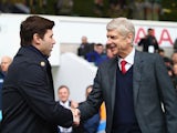 Arsene Wenger and Mauricio Pochettino shake hands prior to the Premier League game between Tottenham Hotspur and Arsenal on March 5, 2016