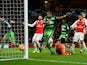 Ashley Williams of Swansea City scores his side's second goal against Arsenal on March 2, 2016