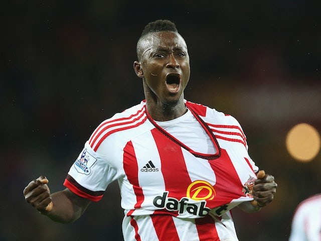 Dame N'Doye celebrates scoring during the Premier League game between Sunderland and Crystal Palace on March 1, 2016