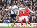 Dele Alli and Hector Bellerin in action during the Premier League game between Tottenham Hotspur and Arsenal on March 5, 2016