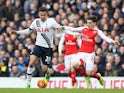 Dele Alli and Hector Bellerin in action during the Premier League game between Tottenham Hotspur and Arsenal on March 5, 2016