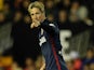 Fernando Torres points and scores during the La Liga game between Valencia and Atletico Madrid on March 6, 2016