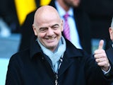 New FIFA president Gianni Infantino prior to the Premier League match between Swansea City and Norwich City at Liberty Stadium on March 5, 2016