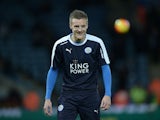 Jamie Vardy flashes a winner's smile ahead of the Premier League game between Leicester City and West Bromwich Albion on March 1, 2016