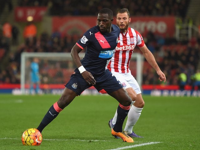 Moussa Sissoko and Erik Pieters in action during the Premier League game between Stoke City and Newcastle United on March 2, 2016
