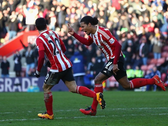 Virgil van Dijk celebrates getting a last-minute equaliser during the Premier League game between Southampton and Sunderland on March 5, 2016