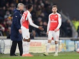 Aaron Ramsey goes off injured during the FA Cup game between Hull City and Arsenal on March 8, 2016