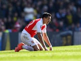 Alexis Sanchez takes a breather during the FA Cup game between Arsenal and Watford on March 13, 2016