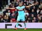 Dimitri Payet celebrates scoring during the FA Cup game between Manchester United and West Ham United on March 13, 2016