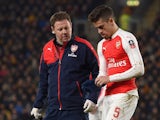 Gabriel 'Caesar' Paulista walks off injured during the FA Cup game between Hull City and Arsenal on March 8, 2016