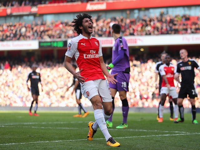 Mohamed Elneny shows his frustration during the FA Cup game between Arsenal and Watford on March 13, 2016