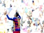 Neymar celebrates getting on the scoresheet during the La Liga game between Barcelona and Getafe on March 12, 2016