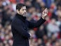 Quique Flores gives instructions during the FA Cup game between Arsenal and Watford on March 13, 2016