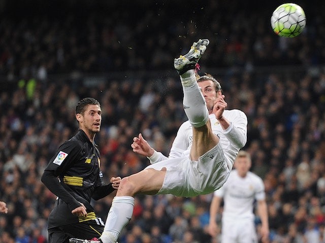 Gareth Bale spreads 'em during the La Liga game between Real Madrid and Seville on March 20, 2016