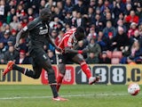 Sadio Mane scores the winner during the Premier League game between Southampton and Liverpool on March 20, 2016
