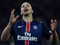 Zlatan Ibrahimovic reacts during the Ligue 1 game between PSG and Monaco on March 20, 2016