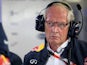 Dr Helmut Marko looks on in the garage during practice for the Austria Grand Prix at Red Bull Ring on June 19, 2015