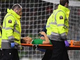 Kevin Doyle leaves the field on a stretcher during the international friendly between Republic of Ireland and Switzerland at Aviva Stadium on March 25, 2016