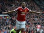 Anthony Martial celebrates scoring during the Premier League match between Manchester United and Everton on April 3, 2016