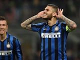 Mauro Icardi celebrates scoring a penalty during the Serie A match between Inter and Torino on April 3, 2016