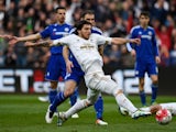 Alberto Paloschi in action during the Premier League game between Swansea City and Chelsea on April 9, 2016