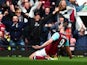 Andy Bloody Carroll scores his side's second during the Premier League game between West Ham United and Arsenal on April 9, 2016