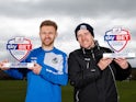 Darrell Clarke and Matty Taylor pose with their League Two manager and player of the month awards for March 2016