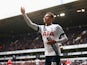 Dele Alli celebrates his opener during the Premier League game between Tottenham Hotspur and Manchester United on April 10, 2016