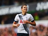 Erik Lamela makes it three during the Premier League game between Tottenham Hotspur and Manchester United on April 10, 2016