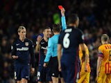 Fernando Torres sees red during the Champions League quarter-final between Barcelona and Atletico Madrid on April 5, 2016