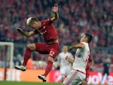 Joshua Kimmich and Jonas in action during the Champions League quarter-final between Bayern Munich and Benfica on April 5, 2016