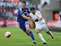 Matt Miazga gives Jefferson Montero a tug during the Premier League game between Swansea City and Chelsea on April 9, 2016