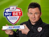 Paul Heckingbottom poses with his League One manager of the month award for March 2016