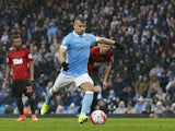 Sergio Aguero scores a penalty during the Premier League game between Manchester City and West Bromwich Albion on April 9, 2016
