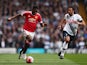 Timothy Fosu-Mensah and Mousa Dembele in action during the Premier League game between Tottenham Hotspur and Manchester United on April 10, 2016