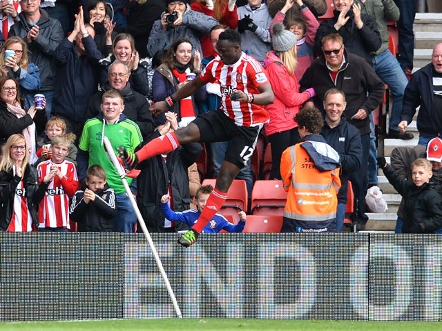 Victor Wanyama celebrates scoring during the Premier League match between Southampton and Newcastle United on April 9, 2016