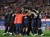 Atletico Madrid players go bananas after knocking Barcelona out of the Champions League on April 13, 2016