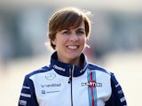 Claire Williams smiles as she walks through the paddock after practice for the Formula One Grand Prix of China at Shanghai International Circuit on April 10, 2015