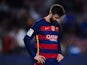 Gerard Pique looks downbeat during the La Liga game between Barcelona and Valencia on April 17, 2016