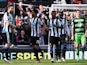 Jamaal Lascelles celebrates scoring during the Premier League match between Newcastle United and Swansea City on April 16, 2016