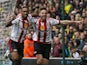 Jermain Defoe and Fabio Borini celebrate their second during the Premier League game between Norwich City and Sunderland on April 16, 2016