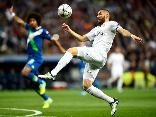 Karim Benzema in action during the Champions League quarter-final between Real Madrid and Wolfsburg on April 12, 2016