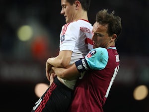 Mark Noble shows Ander Herrera a good time during the FA Cup replay between West Ham United and Manchester United on April 13, 2016