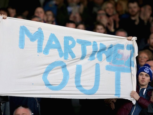 Toffees fans still want Roberto Martinez out during the Premier League game between Everton and Southampton on April 16, 2016
